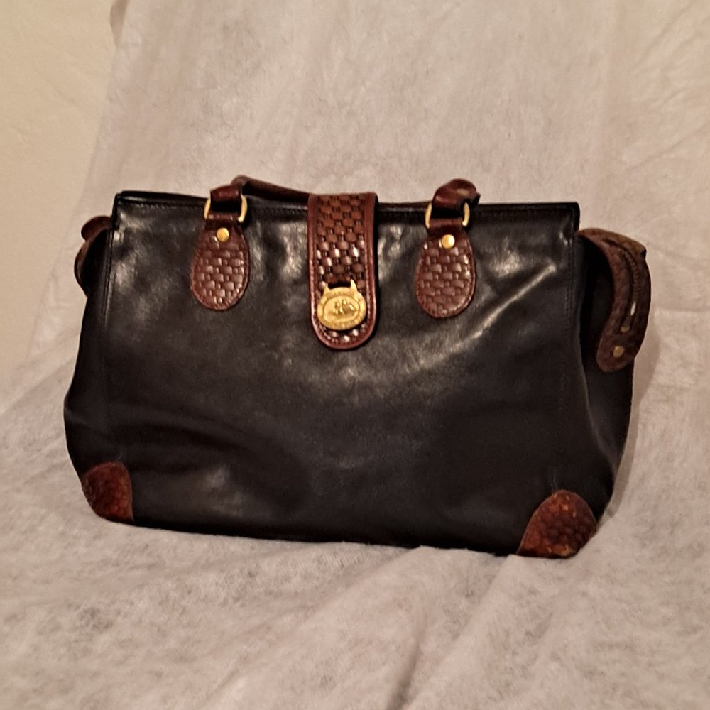 Brahmin Black Shoulder with hand strap purse